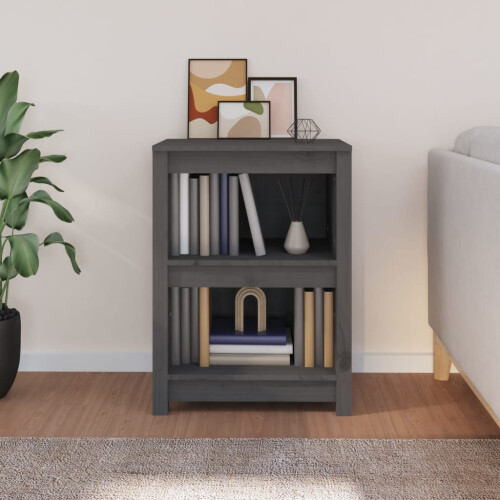 Berkfield Book Cabinet Grey 50x35x68 cm Solid Wood Pine 2