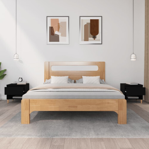Berkfield Bedside Tables 2 pcs Black 50x46x50 Engineered Wood 2