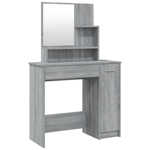 Berkfield Dressing Table with Mirror Grey Sonoma 86.5x35x136 cm 1