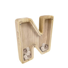 Wooden Piggy Bank Letter N, Custom Name Kids Letter Coin Bank 7Inch Alphabet Money Box Gift