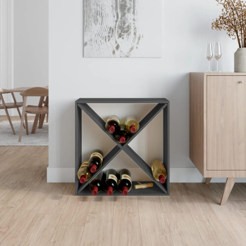 Berkfield Wine Cabinet Grey 62x25x62 cm Solid Wood Pine 2