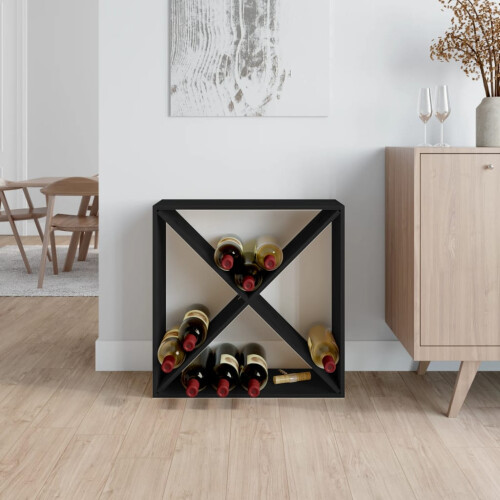 Berkfield Wine Cabinet Black 62x25x62 cm Solid Wood Pine 2