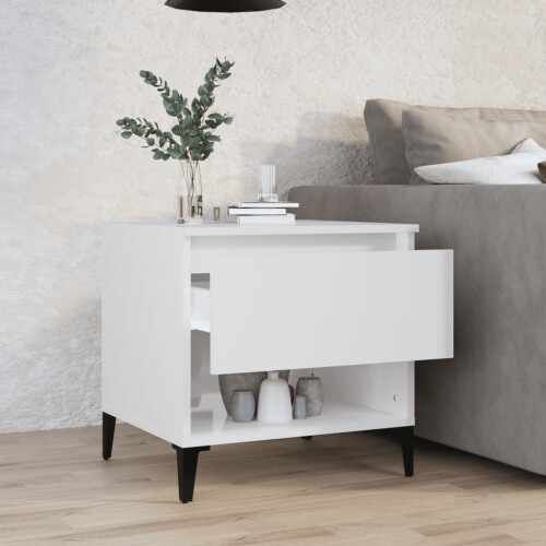 Berkfield Side Table High Gloss White 50x46x50 cm Engineered Wood 2