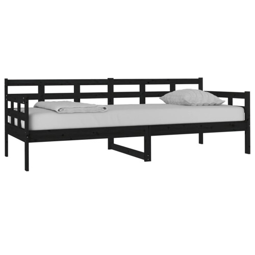 Berkfield Day Bed without Mattress Black Solid Wood Pine 80x200 cm 2