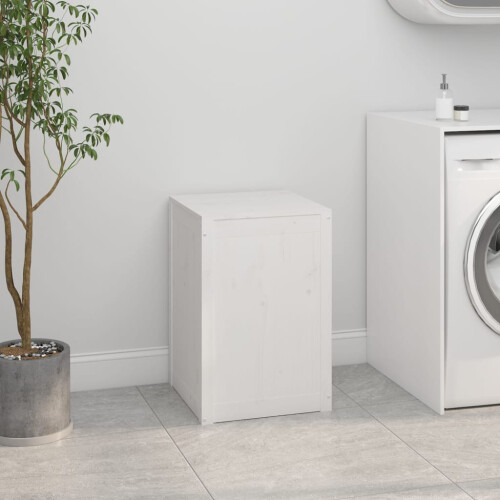 Berkfield Laundry Box White 44x44x66 cm Solid Wood Pine 2
