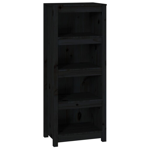 Berkfield Book Cabinet Black 50x35x125.5 cm Solid Wood Pine 1