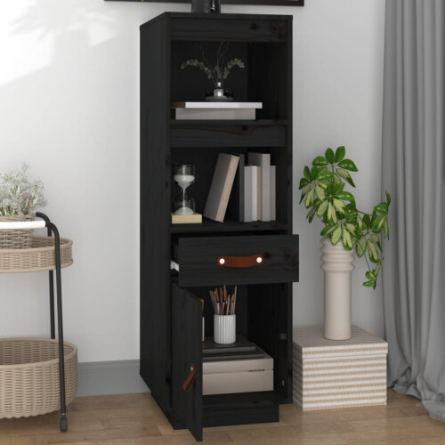 Berkfield Highboard Black 34x40x108,5 cm Solid Wood Pine 2