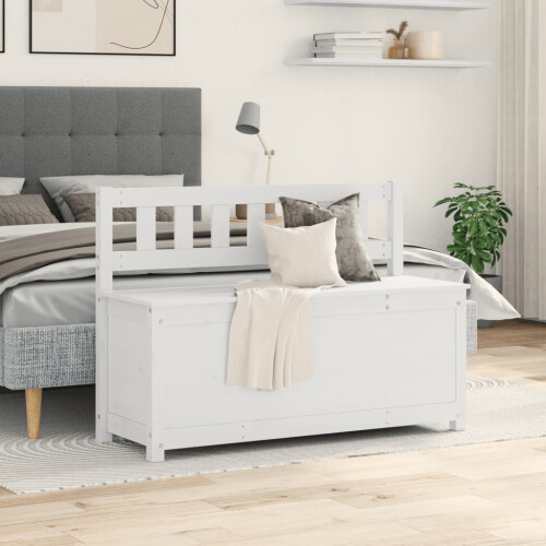 Berkfield Bench White 110x41x76.5 cm Solid Wood Pine 2