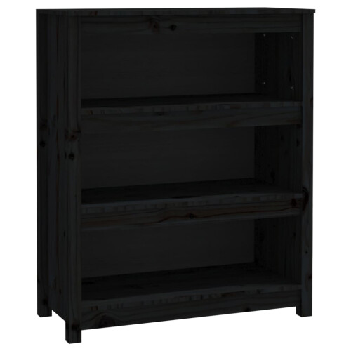 Berkfield Book Cabinet Black 80x35x97 cm Solid Wood Pine 1