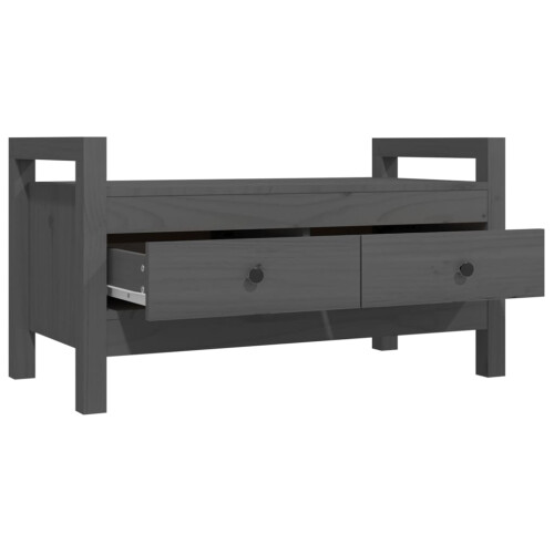 Berkfield Hall Bench Grey 80x40x43 cm Solid Wood Pine 2