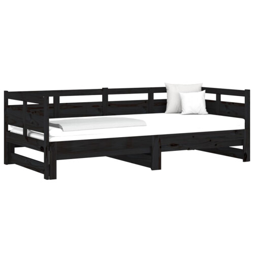 Berkfield Pull-out Day Bed without Mattress Black 2x(80x200) cm 2