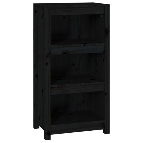 Berkfield Book Cabinet Black 50x35x97 cm Solid Wood Pine 1