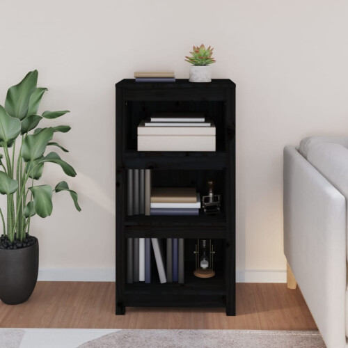Berkfield Book Cabinet Black 50x35x97 cm Solid Wood Pine 2