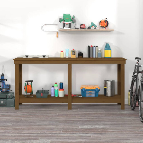 Berkfield Work Bench Honey Brown 180x50x80 cm Solid Wood Pine 2