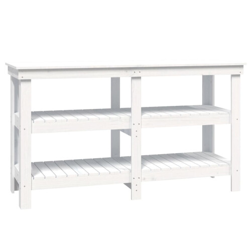 Berkfield Work Bench White 142.5x50x80 cm Solid Wood Pine 1