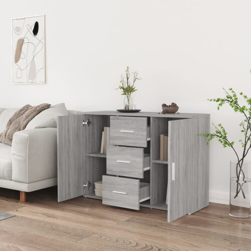 Berkfield Sideboard Grey Sonoma 91x29.5x65 cm Engineered Wood 2