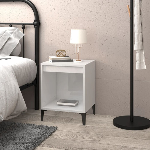 Berkfield Bedside Cabinet High Gloss White 40x35x50 cm 2