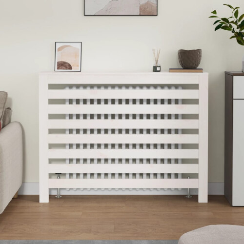 Berkfield Radiator Cover White 108.5x19x84 cm Solid Wood Pine 2