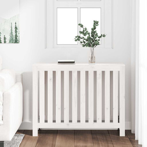 Berkfield Radiator Cover White 108.5x19x84 cm Solid Wood Pine 2