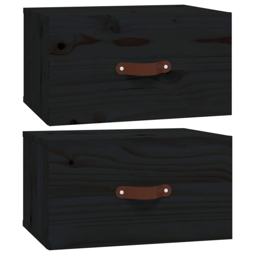 Berkfield Wall-mounted Bedside Cabinets 2 pcs Black 40x29.5x22 cm 1