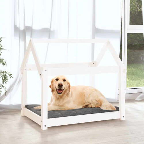Berkfield Dog Bed White 81x60x70 cm Solid Wood Pine 2
