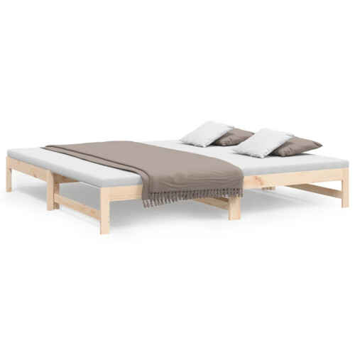 Berkfield Pull-out Day Bed without Mattress 2x(80x200) cm Solid Wood Pine 1