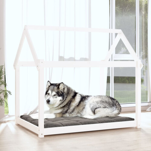 Berkfield Dog Bed White 111x80x100 cm Solid Wood Pine 2