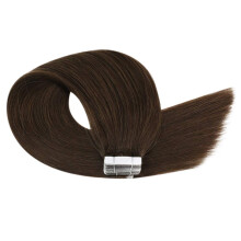 20 Inch Dark Brown Remy Tape in Hair Extensions Human Hair PU Weft Invisible Seamless Natural Blend 20PCS