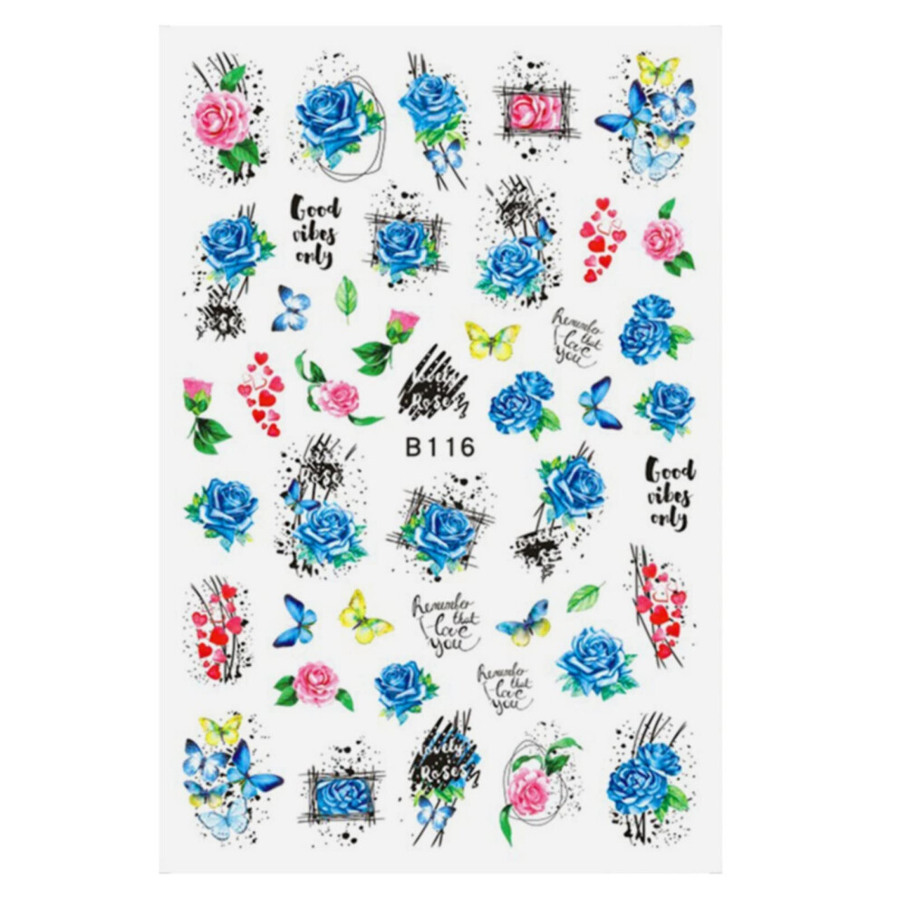 Colorful 3D Flower Nail Stickers Set with Butterfly and Rose Decals, SelfAdhesive Spring Floral Design for Acrylic Nails