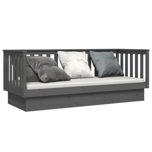 Berkfield Day Bed without Mattress Grey 75x190 cm Small Single Solid Wood Pine 2