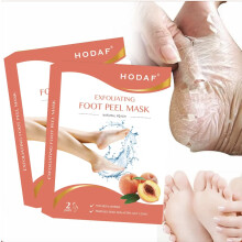 Foot Peel Mask 2 Pack for Dry Cracked Feet, Gentle Exfoliating Foot Mask with Peach Scent and Aloe Papaya Formula