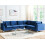 Beliani Modular Corner Sofa 6 Seater EVJA Velvet Navy Blue Left Hand 2