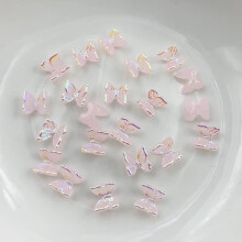 60Pcs 3D Nail Charms Butterfly Rhinestones Aurora AB Resin Decorations Selfadhesive 7x8mm R004