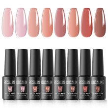 Jelly Gel Nail Polish Set 8 Colors Transparent Pink and Nude UV LED Long‑Lasting Gloss Finish