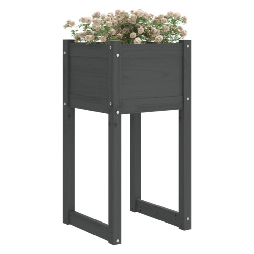 Berkfield Planters 2 pcs Grey 40x40x81 cm Solid Wood Pine 2