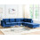 Beliani Modular Corner Sofa 5 Seater EVJA with Ottoman Velvet Navy Blue Left Hand 3