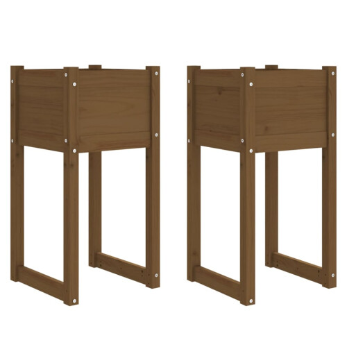 Berkfield Planters 2 pcs Honey Brown 40x40x81 cm Solid Wood Pine 1
