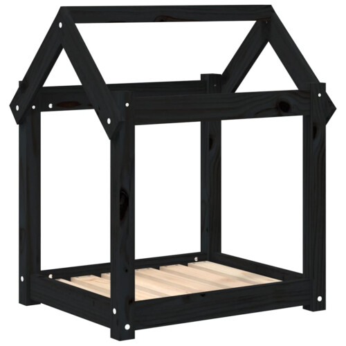Berkfield Dog Bed Black 61x50x70 cm Solid Wood Pine 1