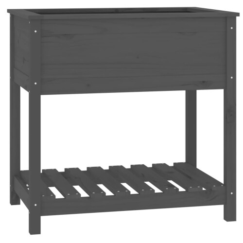 Berkfield Planter with Shelf Grey 82.5x54x81 cm Solid Wood Pine 1