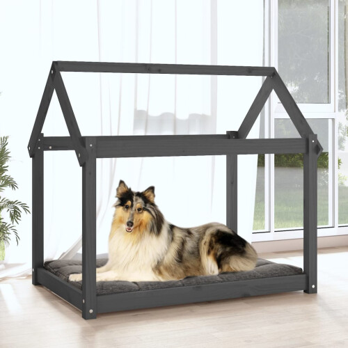 Berkfield Dog Bed Grey 101x70x90 cm Solid Wood Pine 2