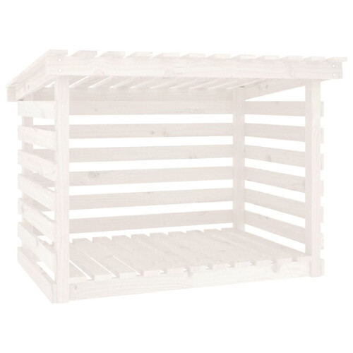 Berkfield Firewood Rack White 108x73x79 cm Solid Wood Pine 1