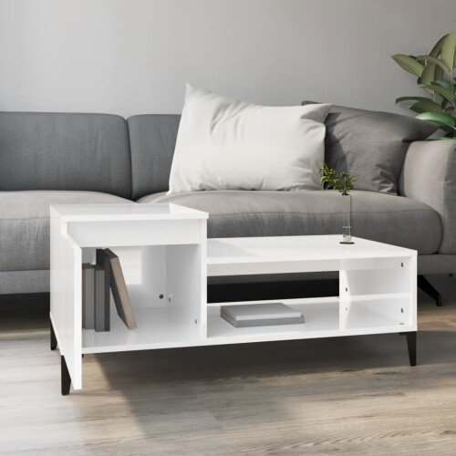 Berkfield Coffee Table High Gloss White 100x50x45 cm Engineered Wood 2