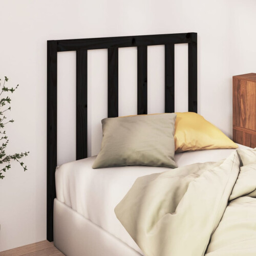 Berkfield Bed Headboard Black 95x4x100 cm Solid Wood Pine 2