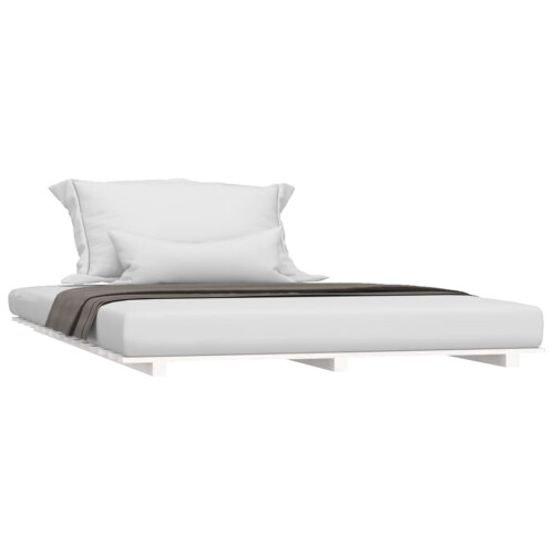 Berkfield Bed Frame without Mattress White 135x190 cm Double Solid Wood Pine 2
