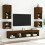 Berkfield Bedside Cabinets with LED Lights Wall-mounted 2 pcs Brown Oak 5
