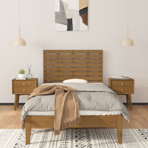 Berkfield Wall Headboard Honey Brown 96x3x63 cm Solid Wood Pine 2