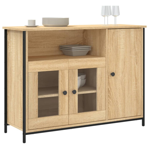 Berkfield Sideboard Sonoma Oak 100x35x75 cm Engineered Wood 2