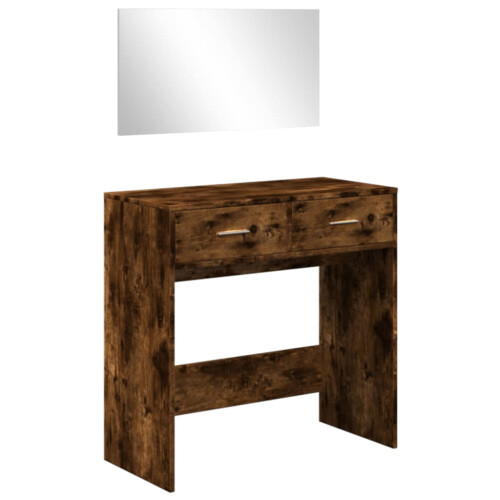 Berkfield Dressing Table with Mirror Smoked Oak 80x39x80 cm 1