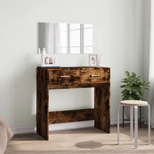 Berkfield Dressing Table with Mirror Smoked Oak 80x39x80 cm 2
