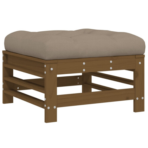 Berkfield Garden Footstool with Cushion Honey Brown Solid Wood Pine 1
